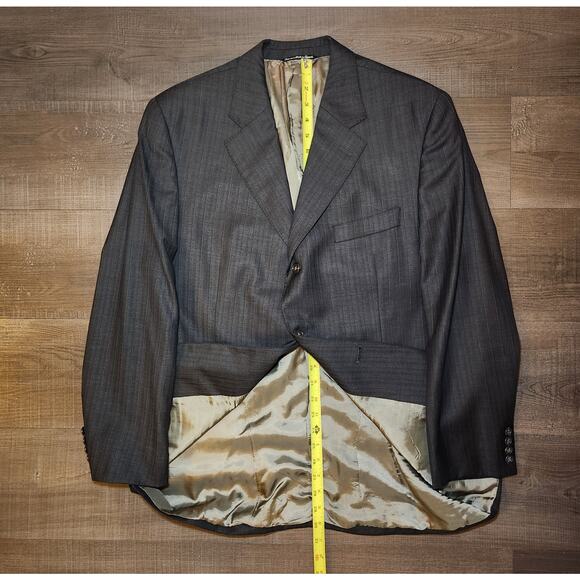 JACK VICTOR Mens Sport Coat Blazer 43R Gray Herringbone Wool Two-Button Notch - Picture 15 of 16